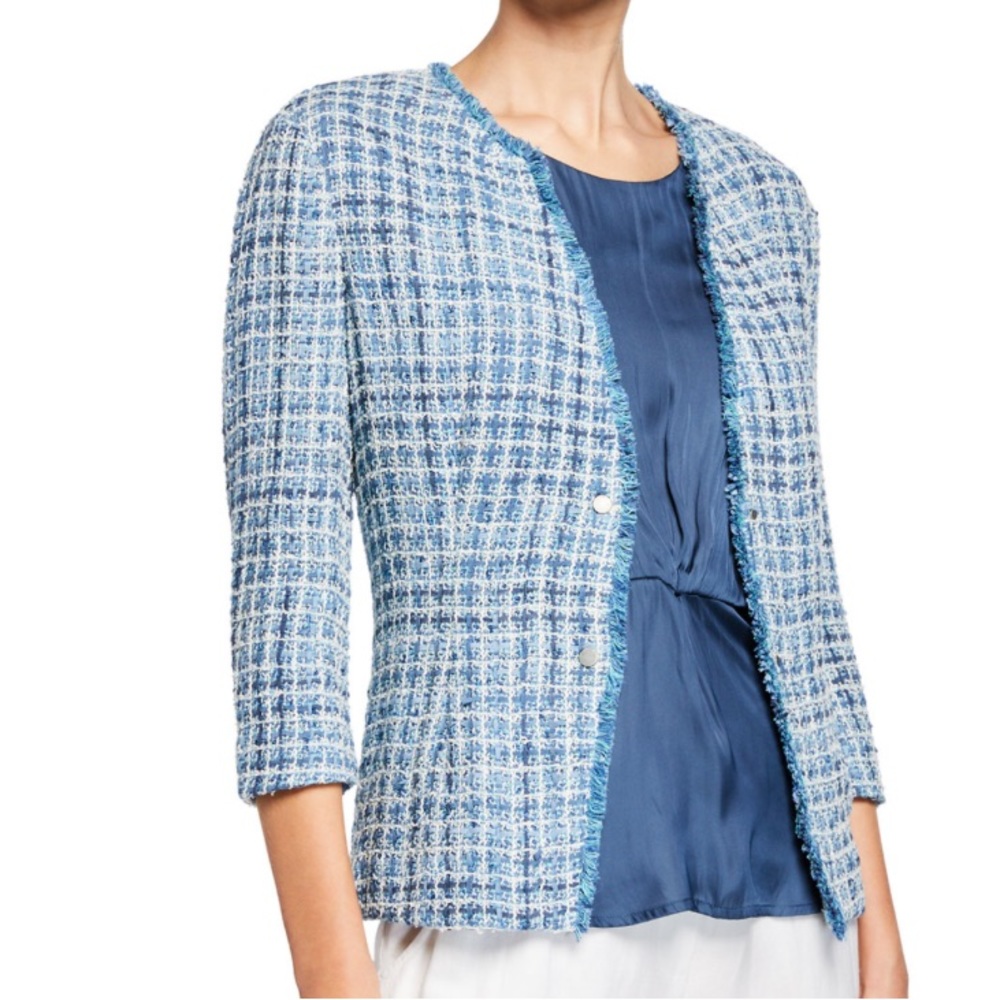 Nic + Zoe Under The Sea Tweed Fringed Jacket size S